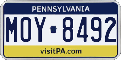 PA license plate MOY8492