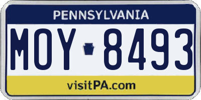 PA license plate MOY8493