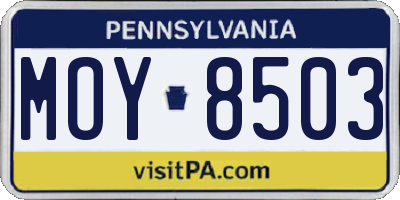 PA license plate MOY8503