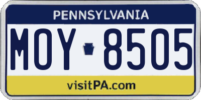 PA license plate MOY8505