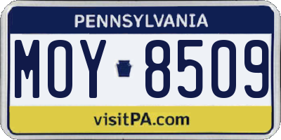 PA license plate MOY8509
