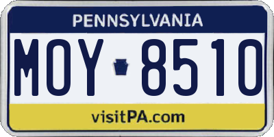 PA license plate MOY8510