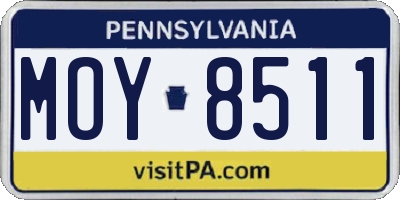 PA license plate MOY8511