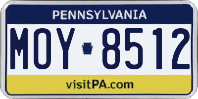 PA license plate MOY8512