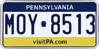 PA license plate MOY8513