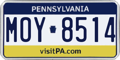 PA license plate MOY8514
