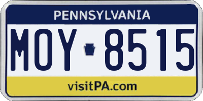 PA license plate MOY8515