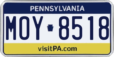 PA license plate MOY8518