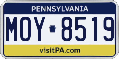 PA license plate MOY8519