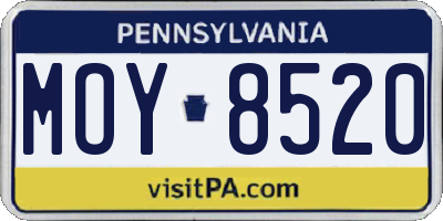 PA license plate MOY8520