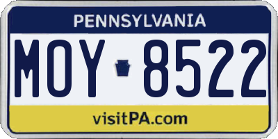 PA license plate MOY8522