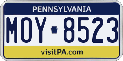 PA license plate MOY8523