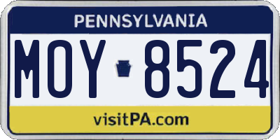 PA license plate MOY8524