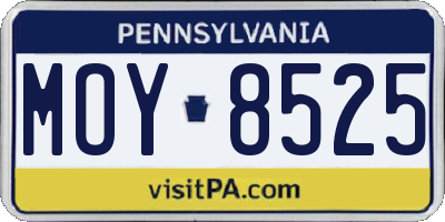 PA license plate MOY8525