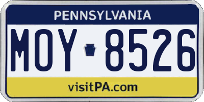 PA license plate MOY8526