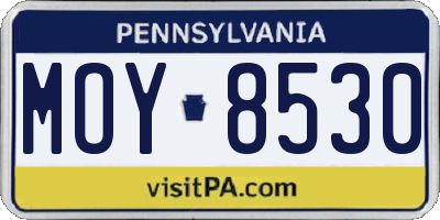 PA license plate MOY8530