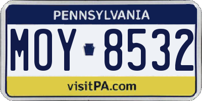 PA license plate MOY8532