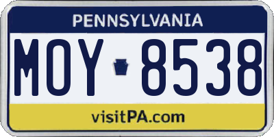 PA license plate MOY8538