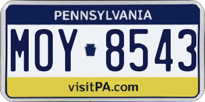 PA license plate MOY8543