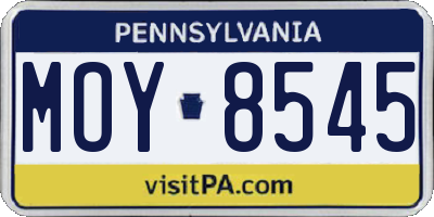 PA license plate MOY8545