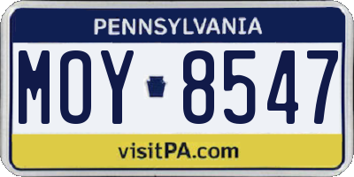 PA license plate MOY8547