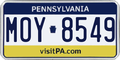 PA license plate MOY8549