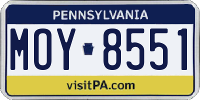 PA license plate MOY8551