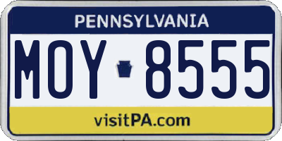 PA license plate MOY8555