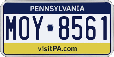 PA license plate MOY8561
