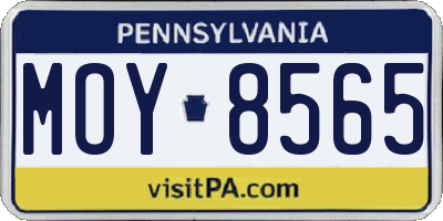PA license plate MOY8565