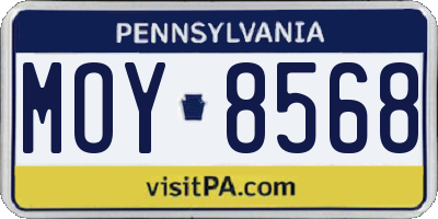 PA license plate MOY8568
