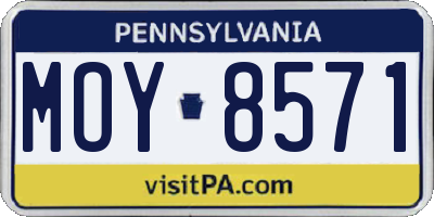 PA license plate MOY8571