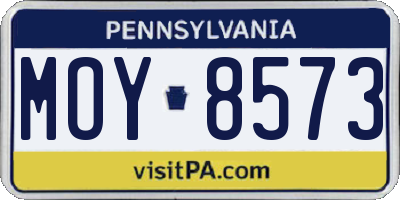 PA license plate MOY8573