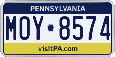 PA license plate MOY8574