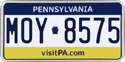 PA license plate MOY8575