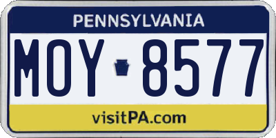 PA license plate MOY8577