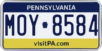 PA license plate MOY8584