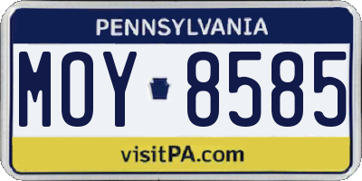 PA license plate MOY8585