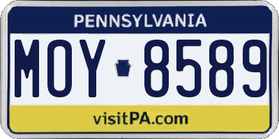 PA license plate MOY8589