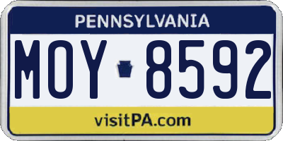 PA license plate MOY8592