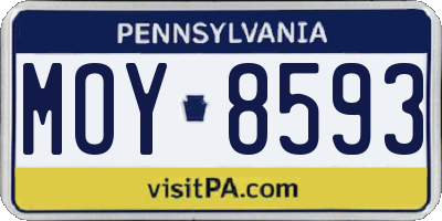 PA license plate MOY8593
