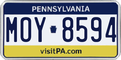 PA license plate MOY8594