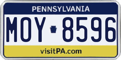 PA license plate MOY8596