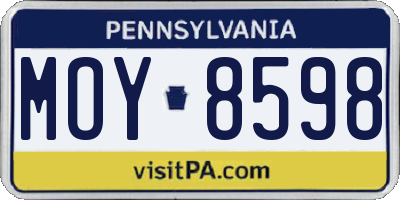 PA license plate MOY8598