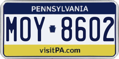 PA license plate MOY8602