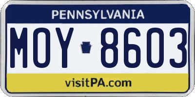 PA license plate MOY8603