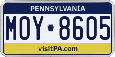 PA license plate MOY8605