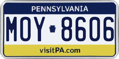 PA license plate MOY8606