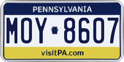 PA license plate MOY8607