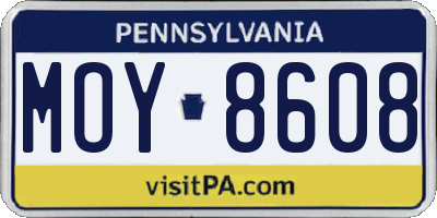 PA license plate MOY8608
